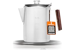 COLETTI Bozeman Induction Percolator Coffee Pot — Camping Coffee Pot, Coffee Percolator – America’s Favorite Percolator – NO Aluminum or Plastic [9 cup]