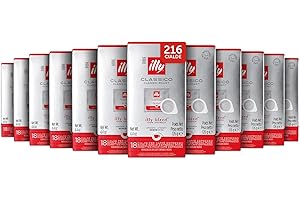 illy, Caffè in Cialde E.S.E Monodose Tostato CLASSICO, 100% Arabica con Note di Fiori d'Arancio e Gelsomino, Gusto Morbido e Retrogusto Dolce, 12 Confezioni da 18 Cialde Compostabili