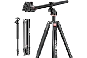 NEEWER Trépied Monopode Horizontal pour Caméra avec Rotule et Colonne Centrale Flexible,Support de Voyage Vidéo DSLR en Métal de 228cm de Haut,Plaque QR de Type Arca et Pieds Inversés,Charge 6kg, TP63