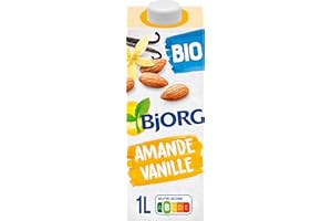BJORG - Lait d'Amande Vanille - Lait Végétal Bio - Pauvre en Acides Gras Saturés - Lot de 6 Briques de 1 Litre