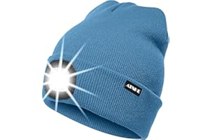 ATNKE LED Cappello Illuminato Berretto,USB Ricaricabile Cappello da Corsa 4 LED Impermeabile Luce Invernale Calda Lampada Frontale Regali per Uomo e Donna