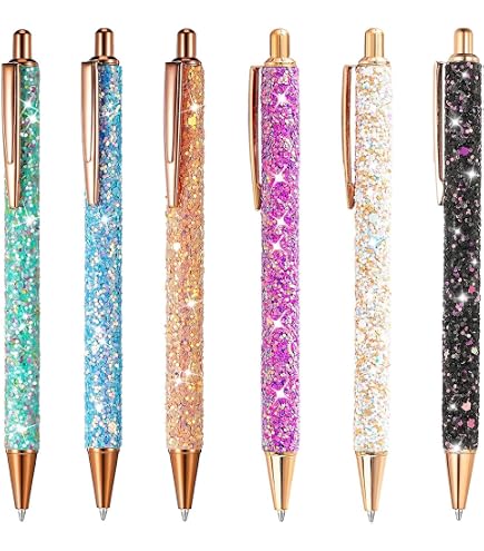 PATIKIL Penne Glitter In Metallo, 2 Pezzi - Penne A Sfera Con Paillettes, Inchiostro Nero, Colori Rosso Rosa Viola
