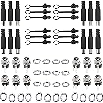 RUNCCI-YUN 5.5x2.1mm DC Socket DC Plug, DC Female Panel Mount Socket, 5.5 X 2.1mm DC Power Plug,5.5 X 2.1mm Male Female Connctors 10Pack Rubber Protector Caps For Audio/Video/Phone/CCTV
