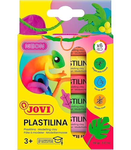 STAEDTLER Noris Junior Pâte à Modeler – Lot De 4 Pots 130 G, Couleurs Neon, Super Douce, Non Adhésive, Lavable, Testée Dermatologiquement
