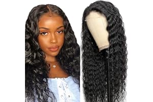 Creuost 4x1 HD Lace Frontal Human Hair Wig Deep Wave 150% Density 1b Natural Black Brazilian Virgin Hair Pre Plucked Baby Hair No Tangle No Smell 12 Inch