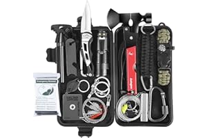 AOLEGOO Kit de Supervivencia, Kit Supervivencia Auxilios Profesional Multifuncional 30 en 1 para Que Viajan, Hacen Senderismo y Acampa