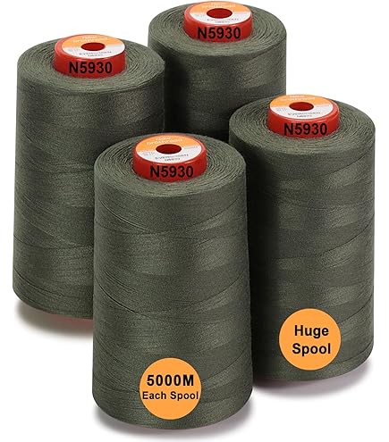 2940 Lot De 4 Bobines De Fil à Coudre Pour Surjeteuse Vert Olive 2743 M NE 40/2 100 % Polyester