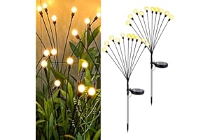 ‎JIMACRO JIMACRO Solar Garten Dekorative Lichter, 2 Stück 10 LEDs Glühwürmchen Lichter Solar Außen, Wasserdicht Glühwürmchen Leuchte mit 2 Beleuchtungsmodi für Fußweg Yard Patio Walkway Décor