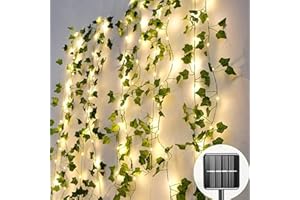 A.bigwhale 12M 120 LED Guirnalda Luces Exterior Solar, Hiedra Artificial con Luces Solares, 8 Modos Impermeable LED Solar Luz Alambre Cadena de Luce Solares Decoración