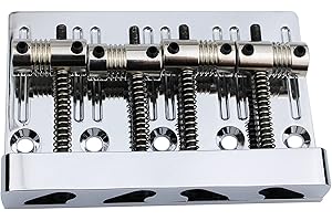 Guyker Ponte per basso ad alta massa a 4 corde con selle vintage in ottone lavorato a CNC, cordiera di ricambio per basso elettrico Jazz (GB403, cromato)