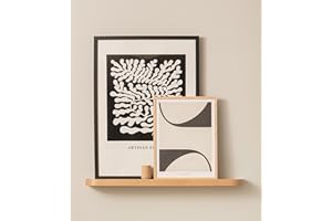 Kazai.® Estante de Pared 'Toke' | Repisa para Cuadros en Chapa de Madera Natural | Estante Flotante para Fotos, Decoración de Pared y Almacenamiento para Baño, Salón, Cocina, Dormitorio | Roble