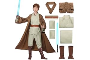 Marypaty Caballero Túnica con Capucha para Adulto Niño Jedi Marrón Cosplay Disfraz Capa Halloween Accesorios