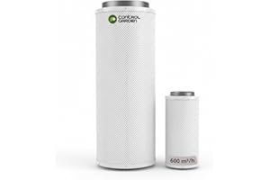 + control GARDEN Filtro de Carbón Activo para Armario de Cultivo 600 m³/h | Tubo Neutralizador de Olores para Cultivo Hidropónico | Carbon 100% Australiano RC -4/8 | Ø 150 mm Longitud 300 mm