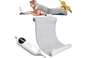 TOPSOSO - Cuscinetto riscaldante elettrico, 50,8 x 101,6 cm, extra large, per alleviare il dolore alla schiena, 10 impostazioni di calore per crampi, spegnimento automatico, morbido, lavabile