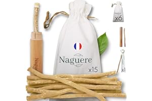 NAGUÈRE Siwak Naturel – 15 Batons de Miswak Sec + Étui + Pochon | Sans Conservateur & Écologique – Sans Plastique | Dents Blanches & Haleine Fraîche | Disponible en Différentes Quantités