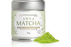 40g Organic Matcha Green Tea Powder Japanese Ceremonial Grade from Uji, Kyoto, First Harvest Stone-Ground, UK Soil Associatio