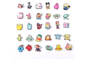 GRADESAFE 15, 30, Mixed, Girl Or Boy Superhero Famous Cute Cool Funny Random Colourful Shoe Charms Decorations For Croc Clog Shoes, Bracelet And Wristband For Women & Men No Duplicates