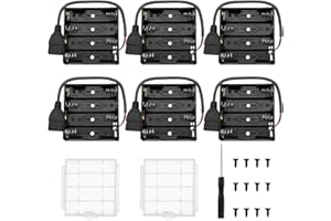 6 PCS 4 AA Battery Holder Bundle, KUOQIY 4 x 1.5V AA Battery Storage Box with USB Female Socket, with 2 PCS Plastic Battery Storage Box & Screwdrivers & Screws