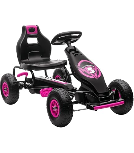 Kart à Pédales Pour Enfant 5-12 Ans - Pneus EVA, Frein à Main, Siège Réglable, Max 60kg, Sécurité