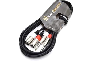 VisioSound 2 x Male XLR to 2 x 6.35mm 1/4" Stereo TRS Jack Balanced Twin Lead/Patch Cable 3m