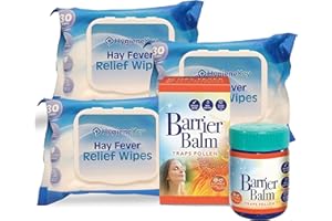 HYGIENE KEY 30 x Hay Fever Wipes & Allergy Relief for Hand & Face Traps Pollen Dust Dirt Pet Allergens Wet HayFever Wipes Vegan Friendly Natural Remedy from Irritation (3 Pack Plus Balm)