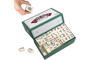 Mailfull Mini Mahjong Jeu de Majong Traditionnel Chinois Portable Les Voyages Jeux de Société Adapté aux Jeux de Famille Réunions Fêtes d'amis(Style de Base)