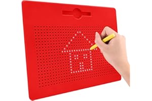 YATOSEEN Magiczna tablica dla dzieci, deska kreślarska z długopisem, stalowa kulka, magnetyczna zabawka dla dzieci, do rysowania, prezent dla dzieci od 3 lat, 315 x 255 x 15 mm (duża, czerwona)