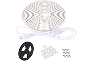 pcning 1M 2M 3M 5M 10M 20M Tira LED COB 220V con Enchufe, IP67 Etanche Luz Fita LED Flexible Strip para Interior Exterior (Blanco, 3M)