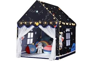 Wilwolfer Space Kids Tent Indoor: Play Tent with Mat - Large Play House Indoor & Outdoor for Toddlers, Kids Tent for Boys, Toy House Birthday Gift (Black)