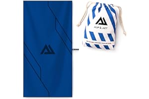 ALP & ACT Toalla de Microfibra para Deporte y Fitness - 100% reciclada – Extra COMPACTA y Absorbente – Ideal para Gimnasio, Yoga o Sauna – Toalla Deportivo de Secado rápido - Azul Noche, 140x70