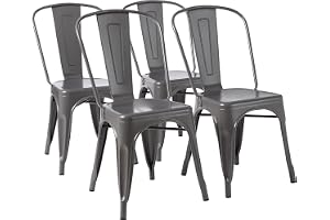 Amazon Basics Matstolar i metall, set med 4, 51 L x 43 B x 85 H cm