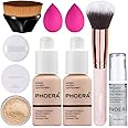 Hilareco PHOERA Foundation, Full Coverage Foundation, PHOERA Primer, PHOERA Powder, PHOERA Makeup Set, Kabuki Makeup Brushes Foundation Brush Powder Brush,2 Pcs Makeup Sponge (2PCS 101- Porcelain)