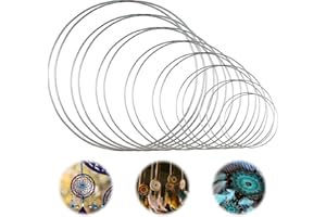 JRJRN 16 Pezzi Anello Metallo per Acchiappasogni, 8 Forme Anello Metallo per Artigianato, Centrotavola a Cerchio Floreale, Cerchio Acchiappasogni per Il Fai da Te