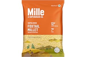 MILLÉ: A SUPERGRAIN CO. Mille Foxtail Millet Whole Grain | Certified Low GI | Rice Replacement | Unpolished, No Soaking Required | High Fibre and Plant Protein | Gluten Free | Cooks in 10 minutes
