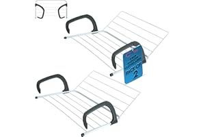 Laundry Mate 9 Bar Radiator Clothes Drying Rack Indoor - 2 Pack Radiator Airer Indoor, Adjustable Arms, Up to 7 Meters Drying Space, Rust-Resistant Iron Frame with White Powder-Coated Finish