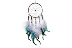 Donko Small Dream Catcher Gray&Blue Feather Dream Catcher Wall Decor Dream Catcher for Bedroom Handmade Dream Catcher for Home Ornaments