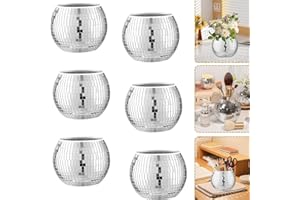 HuaMuDM 6 Stück Disco Ball Planter, Discokugel Blumentopf, Spiegelkugel Deko Blumentöpfe,discokugel deko übertopf makramee, Disco Kugel pflanzentopf (A)