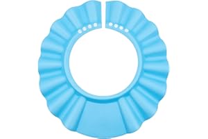 ‎YOUR DAY MATE Czapka kąpielowa dla niemowląt, regulowana czapka prysznicowa z zamknięciem na klips, czepek kąpielowy, ochrona oczu i uszu dzieci w wieku 0-9 lat, daszek kąpielowy dla dzieci, niebieski