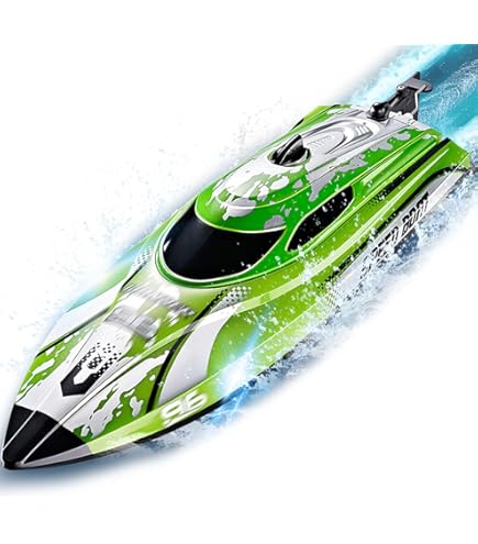 VEVOR RC Boot, Waterdicht En Duurzaam, Met Opladen Via USB En Een Dubbel Batterijsysteem Snelheden 12 Km U Bestuur Afstand 50 M Maximaal 90 Minuten Speeltijd Voor Buitenplezier Groen