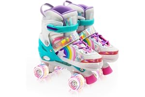 TENBOOM Adjustable Roller Skates for Girls and Women, All 8 Wheels of Girl's Skates Shine, Safe and Fun Illuminating for Kids
