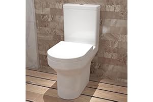 Huibathroom Rimless Round Soft Close Seat White Close Coupled Toilet WC Pan Cistern