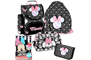 Disney Minnie Maus Mouse 5 Teile Set Tornister Ranzen Schulranzen Federmappe Sporttasche mit Sticker-von-Kids4shop