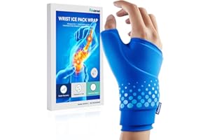 Fitomo Thumb & Wrist Ice Pack Wrap, Reusable Gel Pad for Carpal Tunnel Relief, Ergonomic Fit, Thickened Long Lasting Hot/Cold Pack for Arthritis, Computer Overuse Injuries, Sports Injuries, S/M