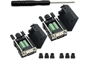 YIOVVOM Connettore DB9 Breakout a terminale di cablaggio RS232 D-SUB maschio adattatori seriali Port Breakout Board modulo senza saldatura con custodia (2 adattatori maschio)