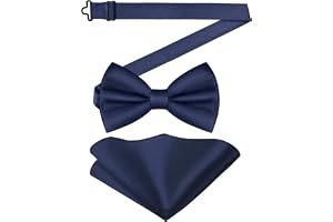 URAQT Fluga för män, klassisk enfärgad förbunden fluga och ficknäsduk set för män, satin tux fluga och näsduk, justerbar form