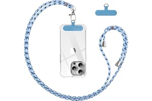 Vauki Cordón para Teléfono Cadena Universal con Parche, Colgar Teléfono con Correa Móvil en Cuello Ajustable Cuerda para la Mayoría de los Smartphone para iPhone Samsung Huawei Redmi OnePlus, Azul 01