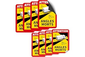 PIRABADI - Lote de 8 placas adhesivas y magnéticas, ángulo muerto, peso pesado, 4 pegatinas + 4 magnéticas, obligatorias en Francia, anti UV y resistente al agua, marca 100% francesa