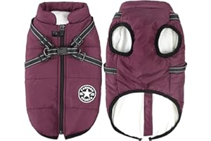 Aiboria Abrigo para perros de invierno, resistente al viento, impermeable, 2 en 1, ropa para climas fríos, chaqueta cálida de invierno, chaleco pequeño para perros, talla M, color morado