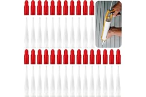 JOCAHULFX 25 Pcs Silicone Tube Nozzles & 25 Pcs Red Caps, Silicone Caulking Nozzles Set for Silicone Sealant Nozzles, Caulk Nozzles Applicator for Caulking Gun Tips, Mastic Cartridge Spare Nozzles