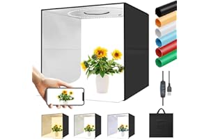 MSKIRA Light Box 40cm Shooting Tent for Photography, 16 inch Photography Shooting Box kit, Portable Photo Studio Box 16"x16" with 6 Colors PVC Backdrops, Diffuser Soft cloth, 3 Light Modes
